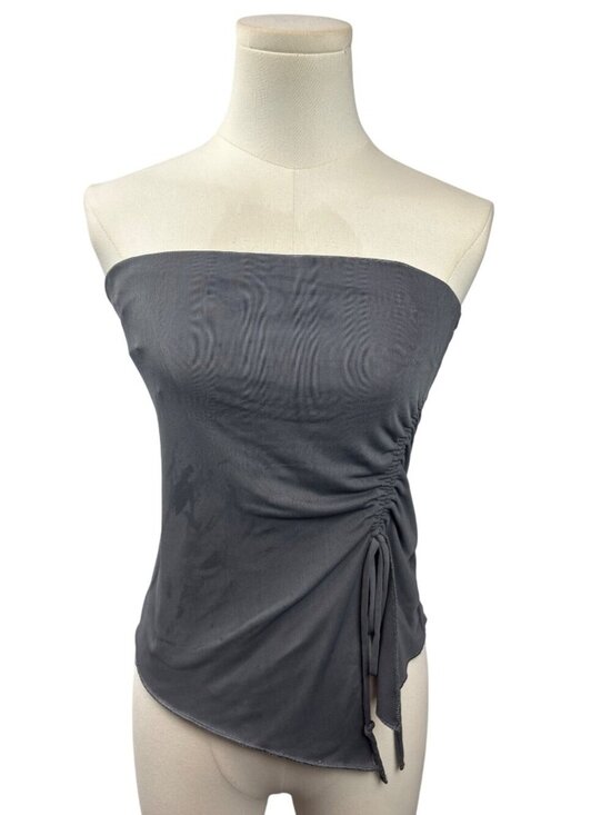 Garage Tops - Women’s Garage Medium Grey Mesh Bandeau Top w/ Side Cinch